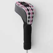 Couvre-club De Golf Jacquard noir rose Motif Monogramme (Incliné)