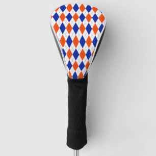 Couvre-club De Golf Jacquard orange et bleu diamant