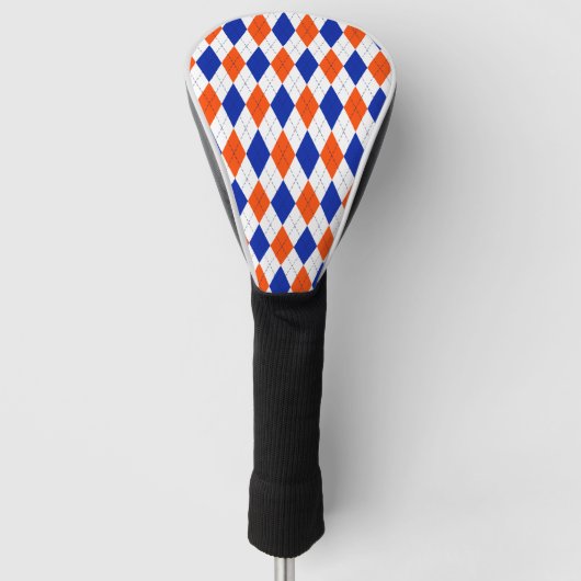 Couvre-club De Golf Jacquard orange et bleu diamant (Devant)