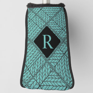 Couvre-club De Golf JACQUARD turquoise KNIT Golf Putter Cover + Initia