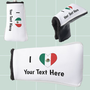 Couvre-club De Golf J'aime (Cœur de drapeau mexicain) Personnalisé