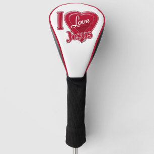 Couvre-club De Golf J'aime Jésus Coeur Rouge