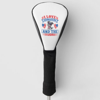 Couvre-club De Golf J'aime Schnauzers et les USA