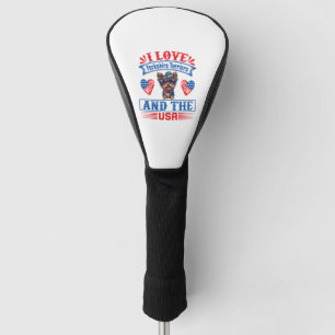 Couvre-club De Golf J'aime Yorkshire Terriers et les USA 01
