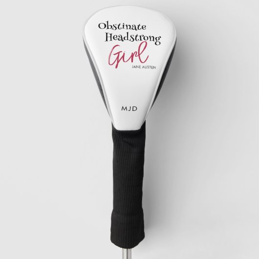 Couvre-club De Golf Jane Austen Cite Obstinate Headstrong Girl (Devant)