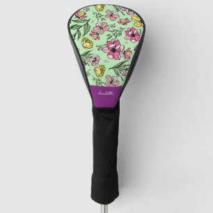 Couvre-club De Golf Jardin à fleurs violet de monogramme