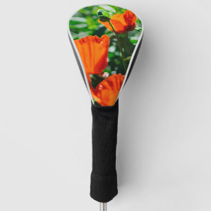 Couvre-club De Golf Jardin stylisé Rouge Orange Fleurs de pavot