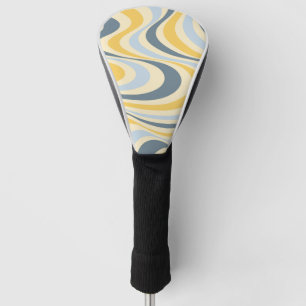 Couvre-club De Golf Jaune et bleu abstrait design tourbillon