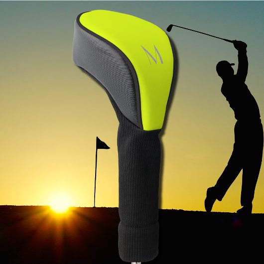 Couvre-club De Golf jaune fluorescent - ajouter monogramme