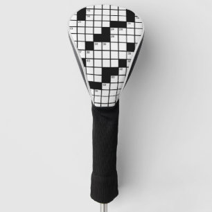 Couvre-club De Golf Jeu de mots croisés drôle en noir et blanc