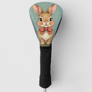 Couvre-club De Golf Joli adorable lapin brun avec nœud papillon