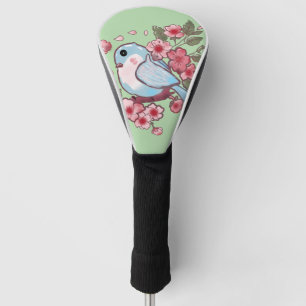 Couvre-club De Golf Joli bleu de printemps oiseau et fleur de cerisier