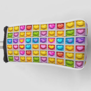 Couvre-club De Golf Joli couleur Carré Carreaux de coeur Motif