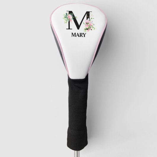 Couvre-club De Golf Joli monogramme initial floral M (Devant)