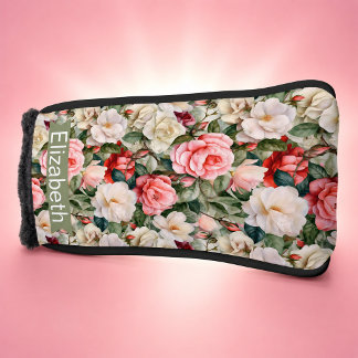 Couvre-club De Golf Joli motif de jardin de roses personnalisé