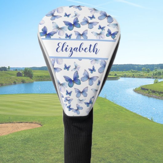 Couvre-club De Golf Joli papillon bleu avec nom personnalisé dames