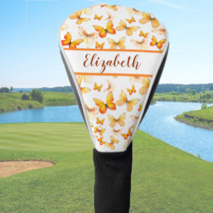 Couvre-club De Golf Joli papillon orange avec nom personnalisé dames