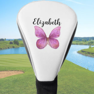 Couvre-club De Golf Joli papillon rose avec nom personnalisé dames