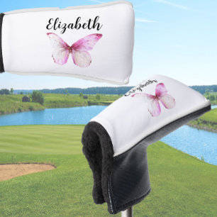 Couvre-club De Golf Joli papillon rose avec nom personnalisé dames
