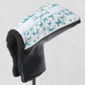 Couvre-club De Golf Joli papillon turquoise avec nom personnalisé dame (Devant 3/4)