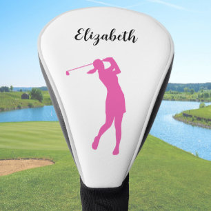 Couvre-club De Golf Jolie golfeuse rose féminine Créez la vôtre