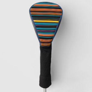 Couvre-club De Golf Jolies rayures noires bleues