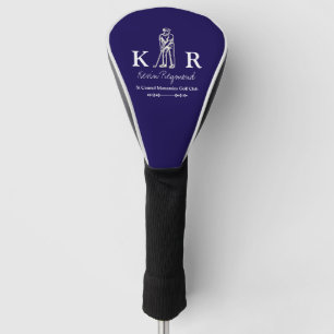 Couvre-club De Golf Joueur de golf classique Monogramme de golf bleu