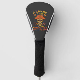 Couvre-club De Golf Jour de bonbons Halloween Pirate Crâne Canne