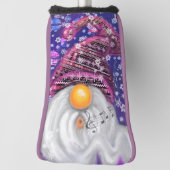 Couvre-club De Golf Joyeux Gnome En Casquette Violet Chante Une Chanso (Tourné à 90°)