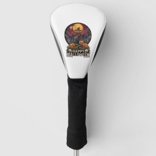Couvre-club De Golf Joyeux Halloween Citrouille Magicien Cimetière Ple