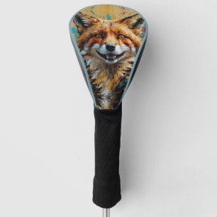 Couvre-club De Golf Joyeux Renard souriant -peinture splatter