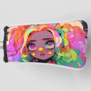 Couvre-club De Golf Kawaii Rainbow Neon Colorful Stars Anime Girl