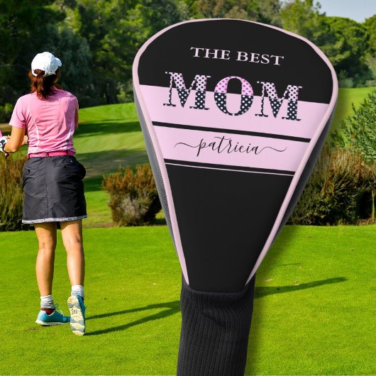 Couvre-club De Golf La meilleure maman Stylish Black Rose Lettres