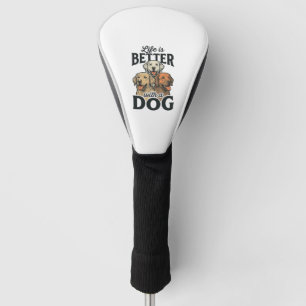 Couvre-club De Golf La vie vintage est meilleure avec un chien vecteur