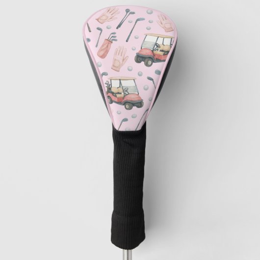 Couvre-club De Golf Ladies Pale Pink Golf Cart Pattern  (Devant)