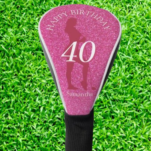 COUVRE-CLUB DE GOLF LADIES PINK GLITTER BIG BIRTHDAY