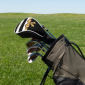 Couvre-club De Golf Lady Golf Golden Bow Black Bold Strippes Monogramm (In Situ)