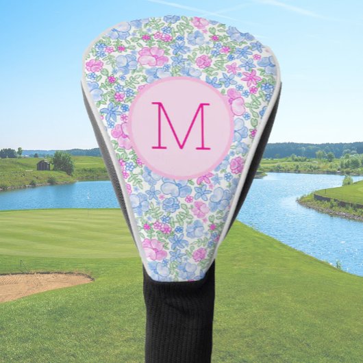 Couvre-club De Golf Lady Golfer Pink Blue Preppy Custom Initial Ladies