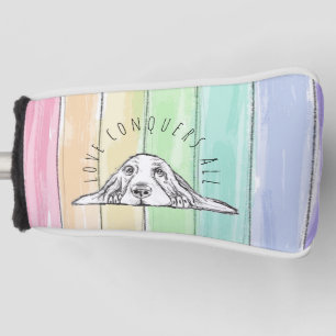 Couvre-club De Golf l'amour conquiert tout chien arc-en-ciel basset ho