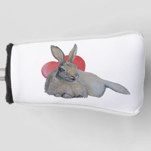 Couvre-club De Golf Lapin amour lapin avec l'art du coeur rouge 