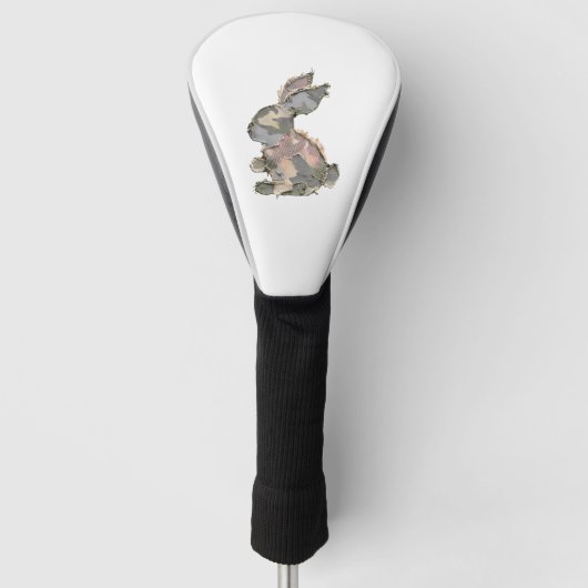 Couvre-club De Golf Lapin Drôle Crochet Patchwork Camo Lapin Heureux E (Devant)