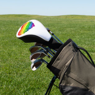 Couvre-club De Golf Le cœur arc-en-ciel de SlipperyJoe griffonné tourb