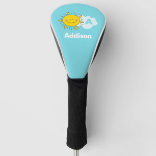 Couvre-club De Golf Le monogramme heureux mignon de soleil de Kawaii