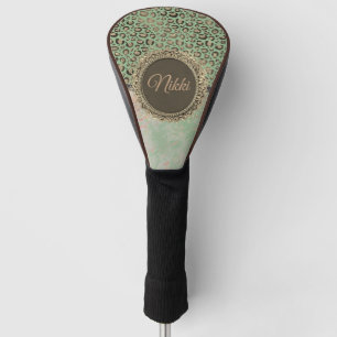 Couvre-club De Golf Léopard en marbre vert Personnalisé