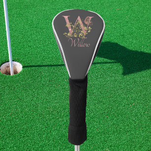 Couvre-club De Golf LETTRE Florale Parties scintillant rose W