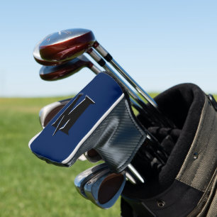 Couvre-club De Golf Lettre initiale personnalisée 3D noire   Navy Indi