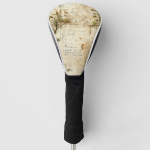 Couvre-club De Golf Lettre vintage d'amour parchemin avec fleurs (6)
