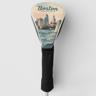 Couvre-club De Golf Ligne d'horizon rétro de Boston & voiliers Massa