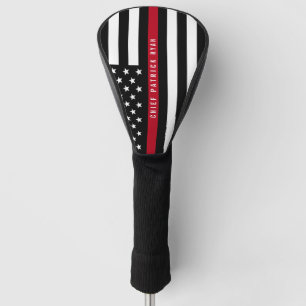 Couvre-club De Golf Ligne rouge mince monogramme de drapeau américain