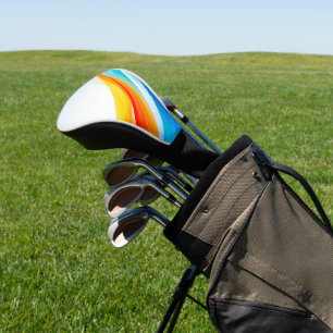 Couvre-club De Golf Lignes courbes abstraites rétro orange et bleu